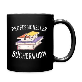 Professioneller Bücherwurm -Geschenk für Leseratte - Tasse einfarbig - Schwarz - Rechts