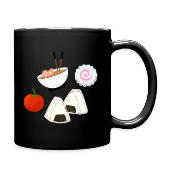 NaruSasu SasuNaru design with ramen, onigiri tomato - Full Colour Mug - black - Right