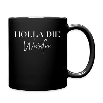 Weißwein Rotwein JGA Vino Wein - Holla die Weinfee - Tasse einfarbig - Schwarz - Rechts