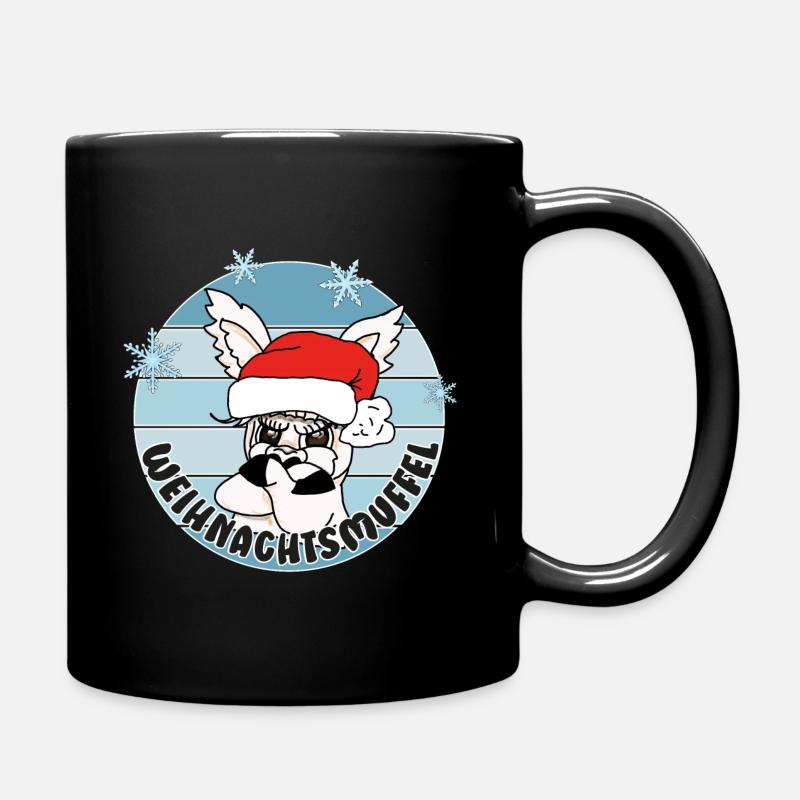 Comicstyle Alpakamotiv - Weihnachten ohne mich - Tasse einfarbig - Schwarz