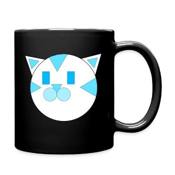 Blue Geometric Cat - Full Colour Mug - black - Right