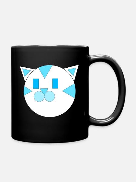 Blue Geometric Cat - Full Colour Mug - black