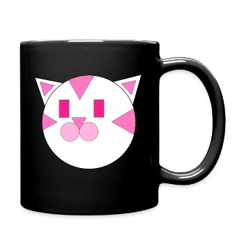 Pink Geometric Cat - Full Colour Mug - black - Right