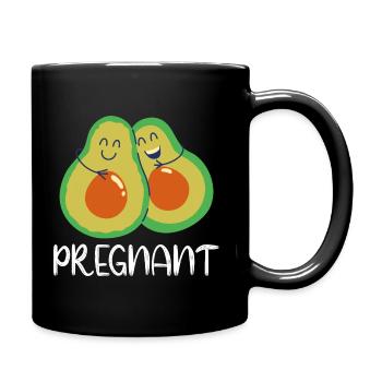 Pregnant Schwanger - Avocado Familie - Tasse einfarbig - Schwarz - Rechts