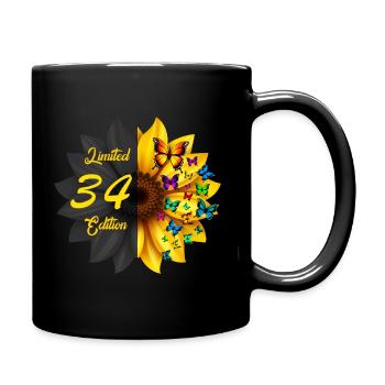 Limited 34 Edition Birthday Sunflower - Full Colour Mug - black - Right