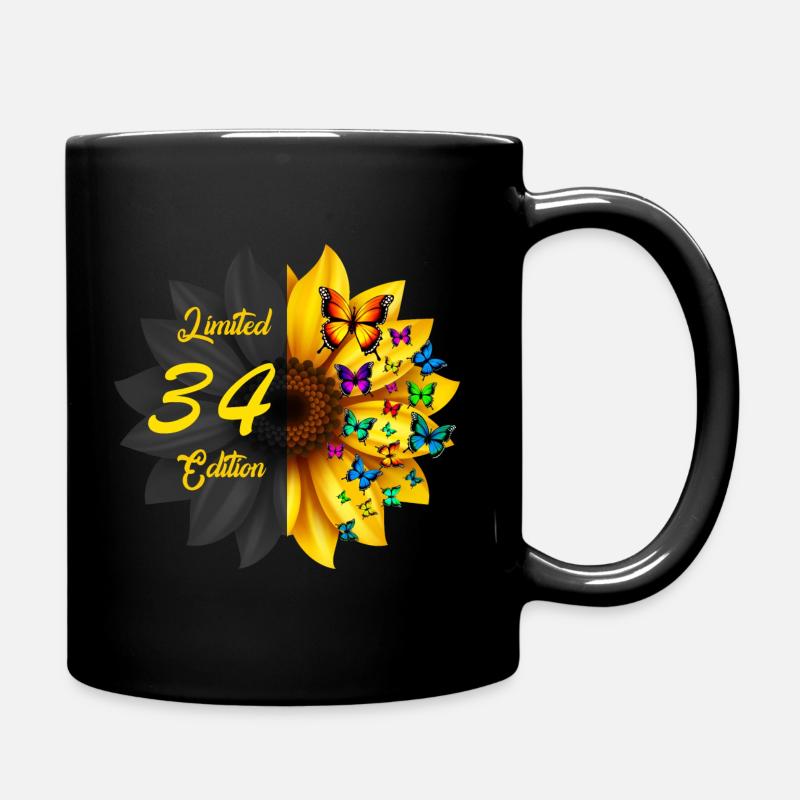 Limited 34 Edition Geburtstag Sonnenblume - Tasse einfarbig - Schwarz