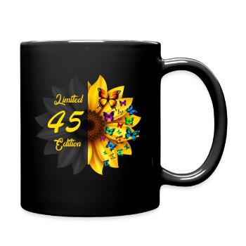 Limited 45 Edition Birthday Sunflower - Full Colour Mug - black - Right
