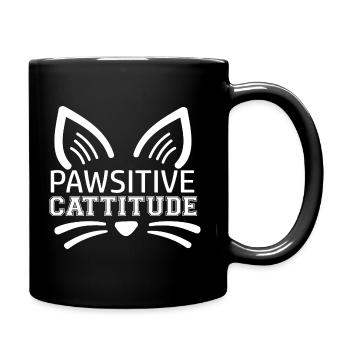 Pawsitive Cattitude - Drôle de chat disant - Mug uni - noir - Droite