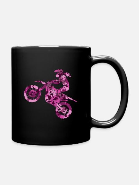 Motorrad Dirtbike Motorradfahrer Mädchen Motocross - Tasse einfarbig - Schwarz
