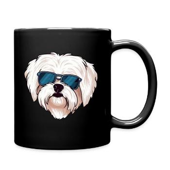 Maltese dog the gangster - Full Colour Mug - black - Right