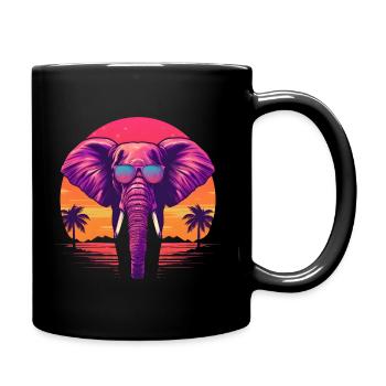 Synthwave Elephant Sunset - Mug uni - noir - Droite