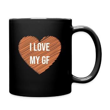 I love my GF: Geschenk für verliebten Jungen - Tasse einfarbig - Schwarz - Rechts