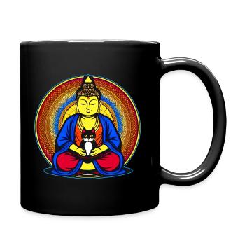 Symbol Buddha mit Katze in Yoga Position - Tasse einfarbig - Schwarz - Rechts