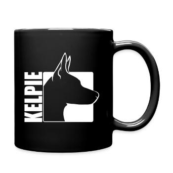 Kelpie Profile Dog Dogs Herding Dog Wilsigns - Full Colour Mug - black - Right