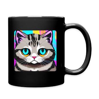Chat de mauvaise humeur aux couleurs vives - Mug uni - noir - Droite