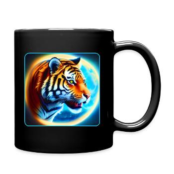 Tête de tigre mystique avec lune - Mug uni - noir - Droite
