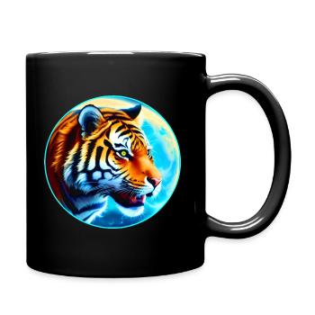 Fière tête de tigre avec lune mystique - Mug uni - noir - Droite