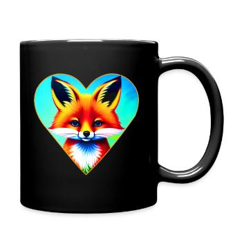 Renard mignon en forme de cœur - Mug uni - noir - Droite