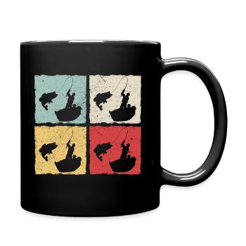 Fisch angebissen Köder Angeln Retro Geschenk - Tasse einfarbig - Schwarz - Rechts