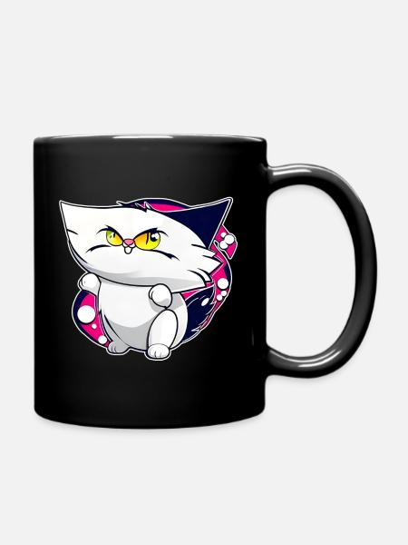 Verrückte Katze - Tasse einfarbig - Schwarz