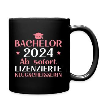 Bachelorprüfung bestanden 2024 Bachelor Abschluss - Tasse einfarbig - Schwarz - Rechts