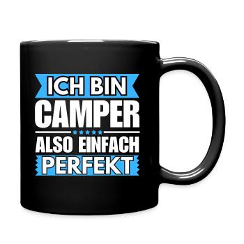 Einfach ein Perfekter Camper - Tasse einfarbig - Schwarz - Rechts