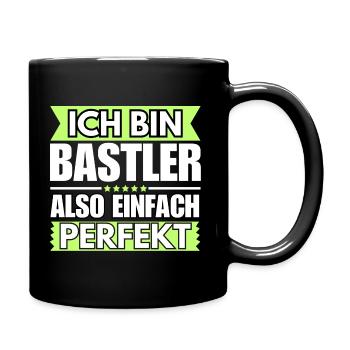 Einfach ein Perfekter Bastler - Tasse einfarbig - Schwarz - Rechts
