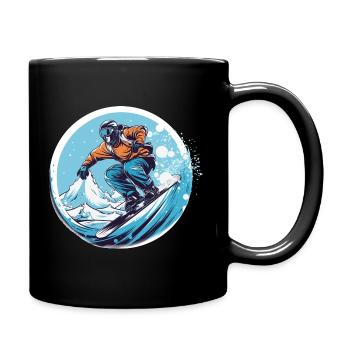 Snowboarding or skiing and then après ski - Full Colour Mug - black - Right