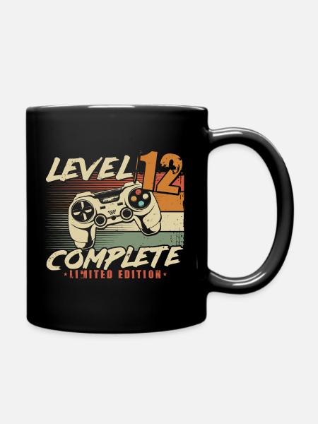 12. Geburtstag Level 12 Complete 12 Jahre - Tasse einfarbig - Schwarz