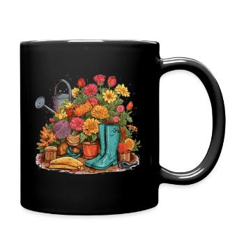 Die Freude eines Gartenliebhabers - Tasse einfarbig - Schwarz - Rechts