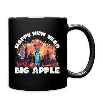 Happy New Year with fireworks in New York - Full Colour Mug - black - Right