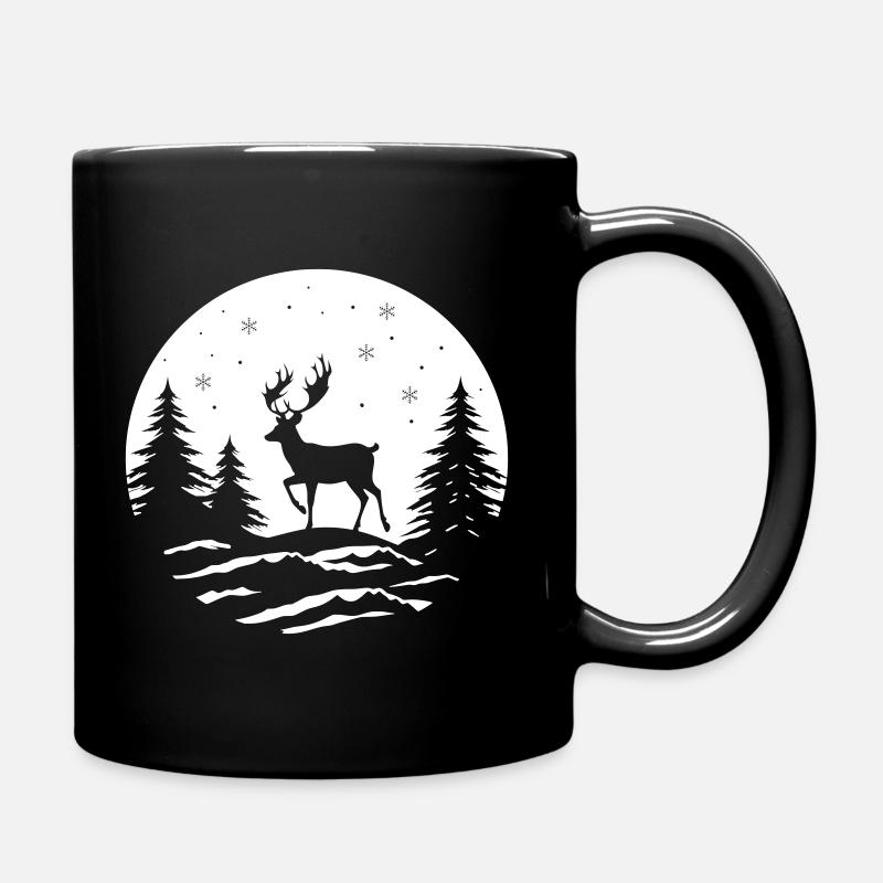 Weihnachtliche Rentiere - Tasse einfarbig - Schwarz