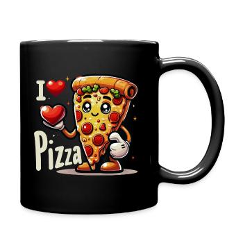 Ich liebe Pizza - Tasse einfarbig - Schwarz - Rechts
