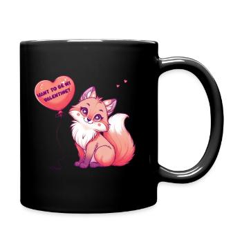 Want to be my Valentin Liebesfuchs mit Herzballon - Tasse einfarbig - Schwarz - Rechts