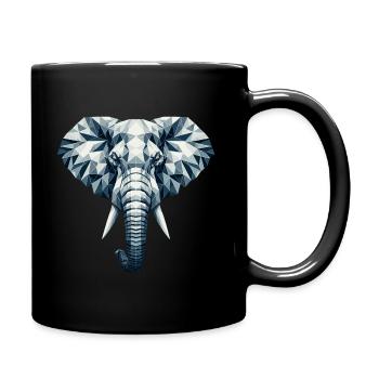 Abstrakter geometrischer Elefant - Farbgestaltung - Tasse einfarbig - Schwarz - Rechts