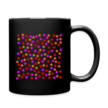 Rot orange pink rosa Sterne Geschenkidee - Tasse einfarbig - Schwarz - Rechts