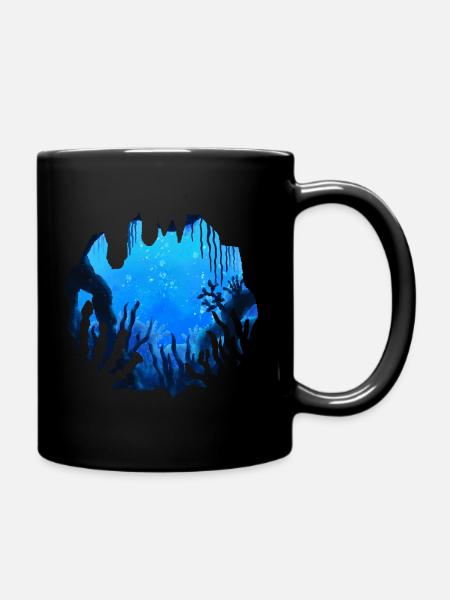 Deep Ocean watercolor painting - Full Colour Mug - black