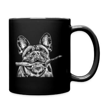 Hunde Shirt mit französischer Bulldogge BULLDOGGEN - Tasse einfarbig - Schwarz - Rechts