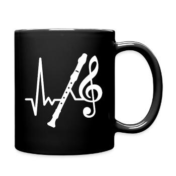 Flute Heartbeat - I Love Playing the Flute - Full Colour Mug - black - Right