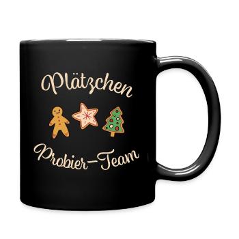 Weihnachten "Plätzchen - Probier - Team" - Tasse einfarbig - Schwarz - Rechts