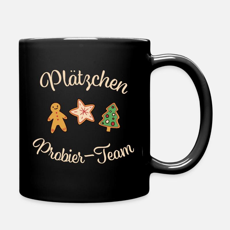 Weihnachten "Plätzchen - Probier - Team" - Tasse einfarbig - Schwarz