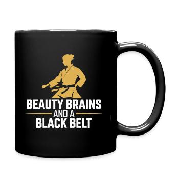 Eleganz trifft auf Schwarzgurt - Tasse einfarbig - Schwarz - Rechts
