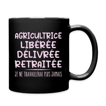 Farmer celebrates her retirement with humour - Full Colour Mug - black - Right