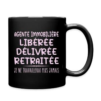 Agente immobilière célèbre sa retraite avec humour - Mug uni - noir - Droite