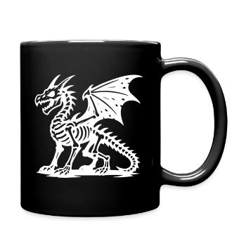Mythischer Drache Skelett Retro Design - Tasse einfarbig - Schwarz - Rechts