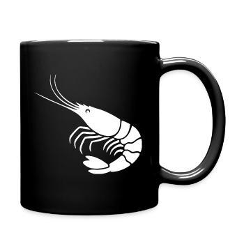 Minimalist Shrimp Silhouette Design - Full Colour Mug - black - Right