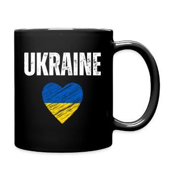 Ich liebe die Ukraine, ukrainische Flagge - Tasse einfarbig - Schwarz - Rechts