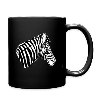 Zebra Head Black White Illustration - Full Colour Mug - black - Right