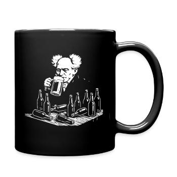 Arthur Schopenhauer trinkt Bier in der Kneipe - Tasse einfarbig - Schwarz - Rechts