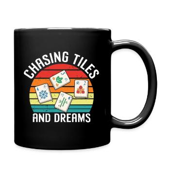 Lustiges Mahjong Geschenk - Tasse einfarbig - Schwarz - Rechts